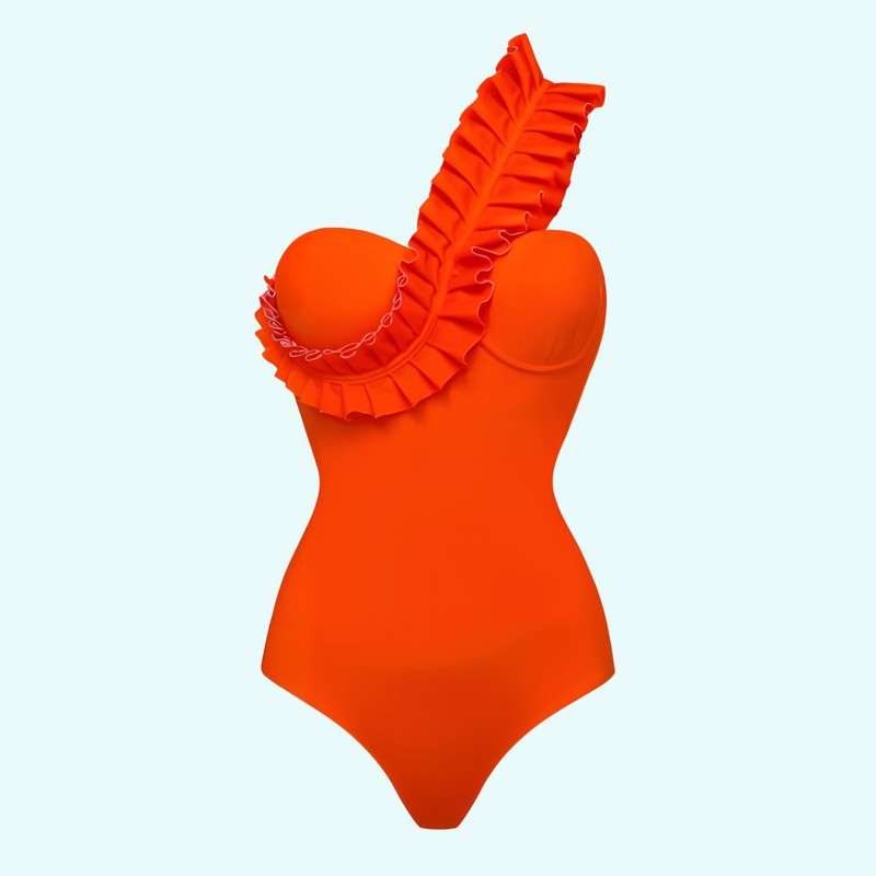 One-piece Swimsuit Ruffled One-shoulder Swimsuit