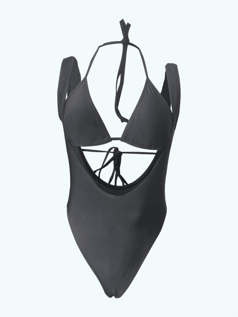 Strap Swimsuit Black Split Swimsuit Custom