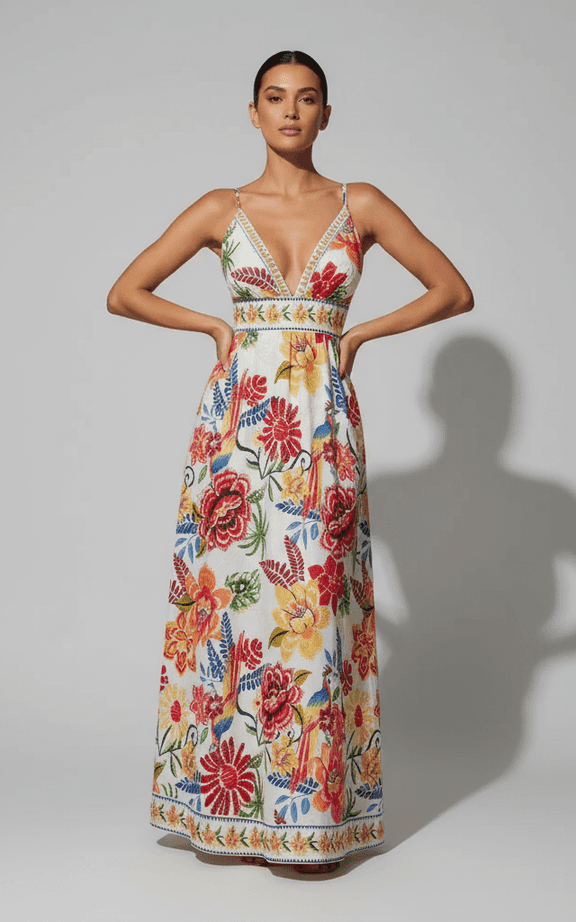 Earthy tie-dye sleeveless t-shirt style beach dress with side pockets and A-line silhouette