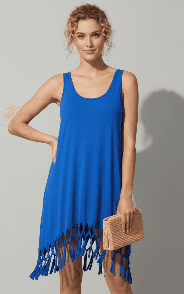 Blue and white damask print maxi dress with front cutout for formal resort wear