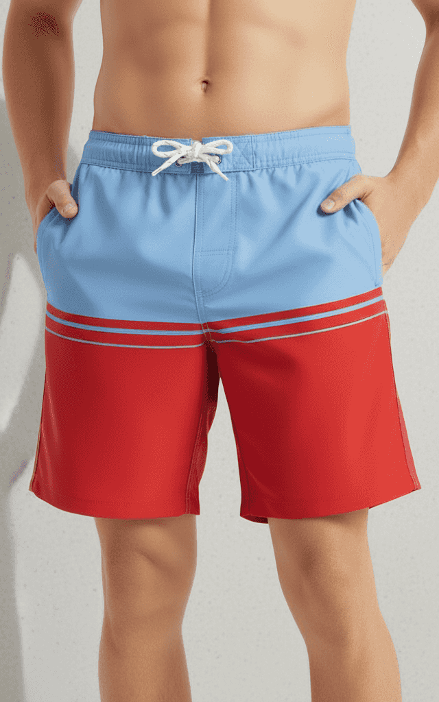 Men's Swim Trunk, playful all-over banana print in yellow.