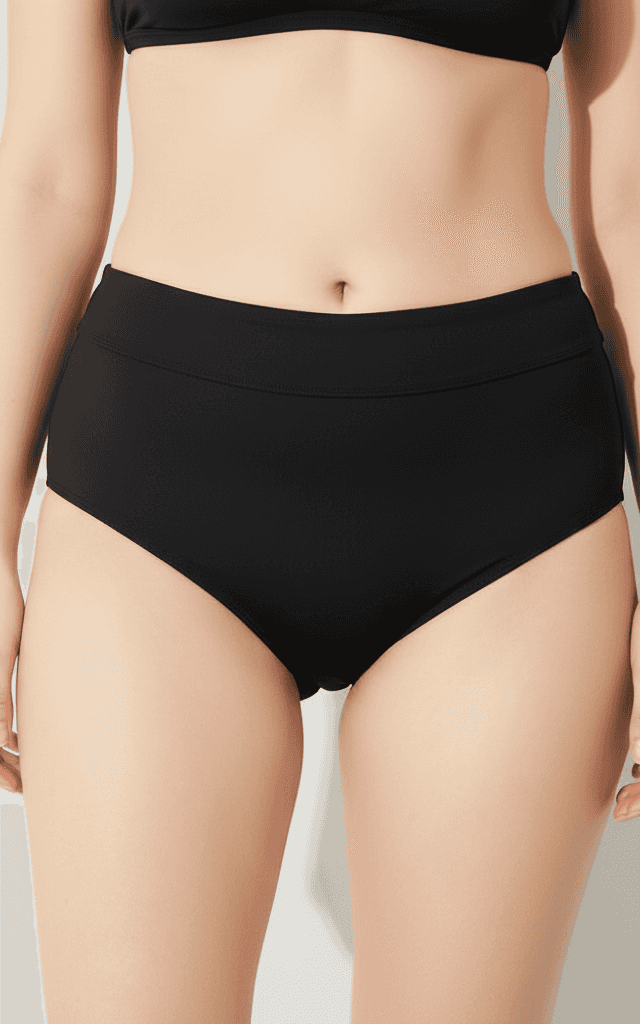 Swimwear Bottoms High-Waist Black Bikini Briefs.
